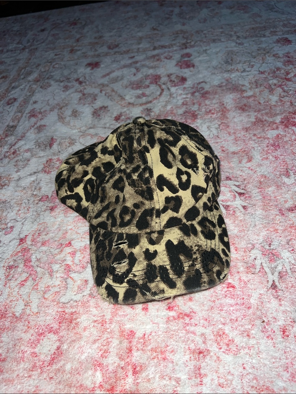 Leopard Print Baseball Cap - Tan & Black